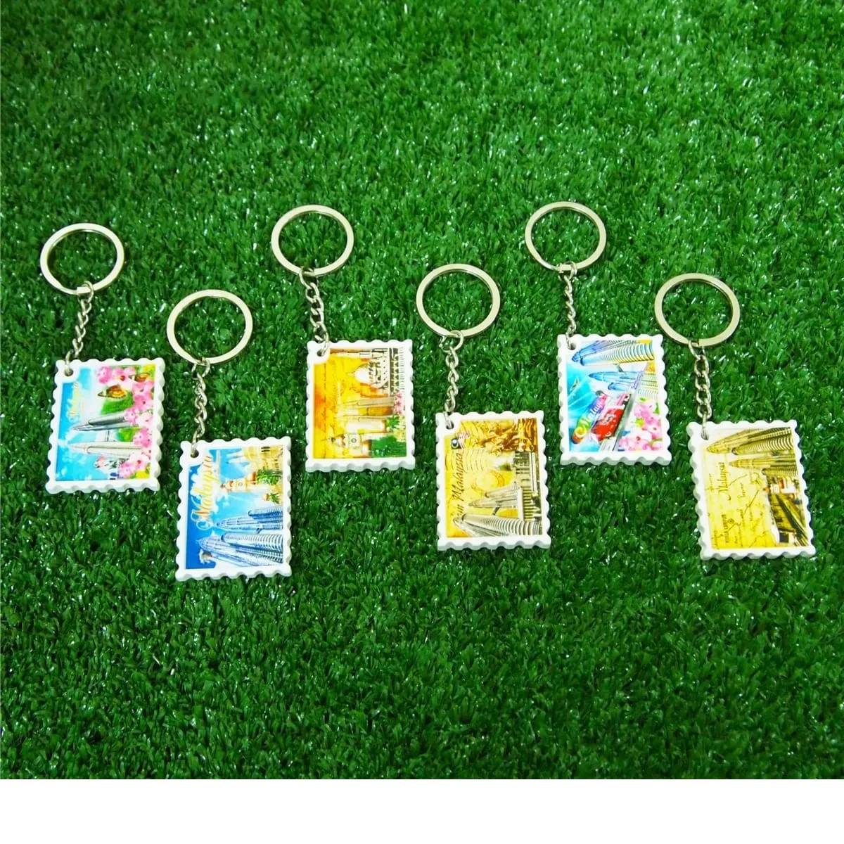 6-in-1 Resin Stamp Shape Keychain CK009 mixed materials product image