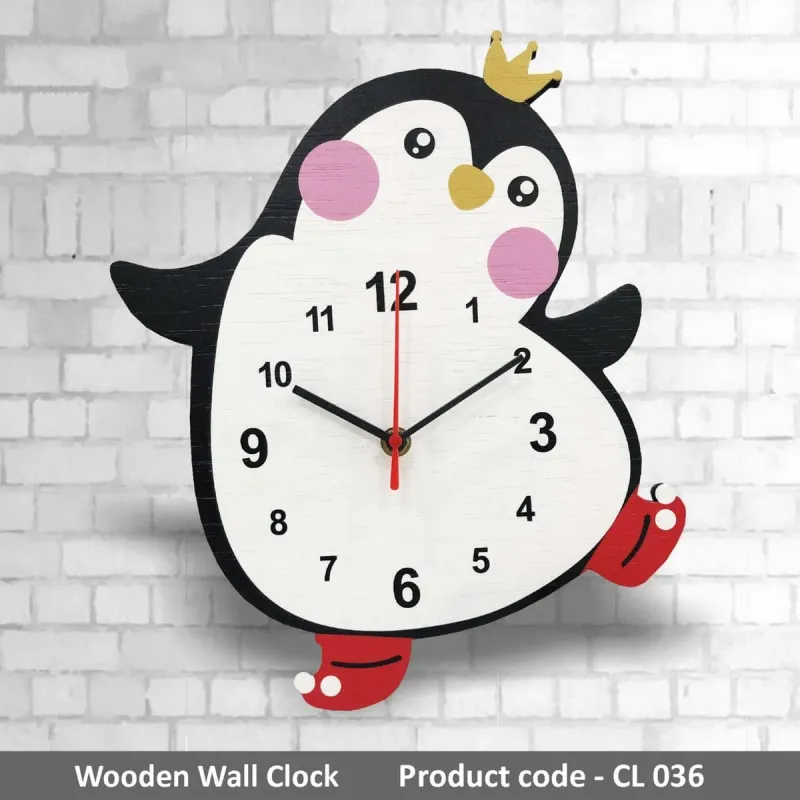 Wooden Wall Clock (Penguin) CL036 mixed materials product image