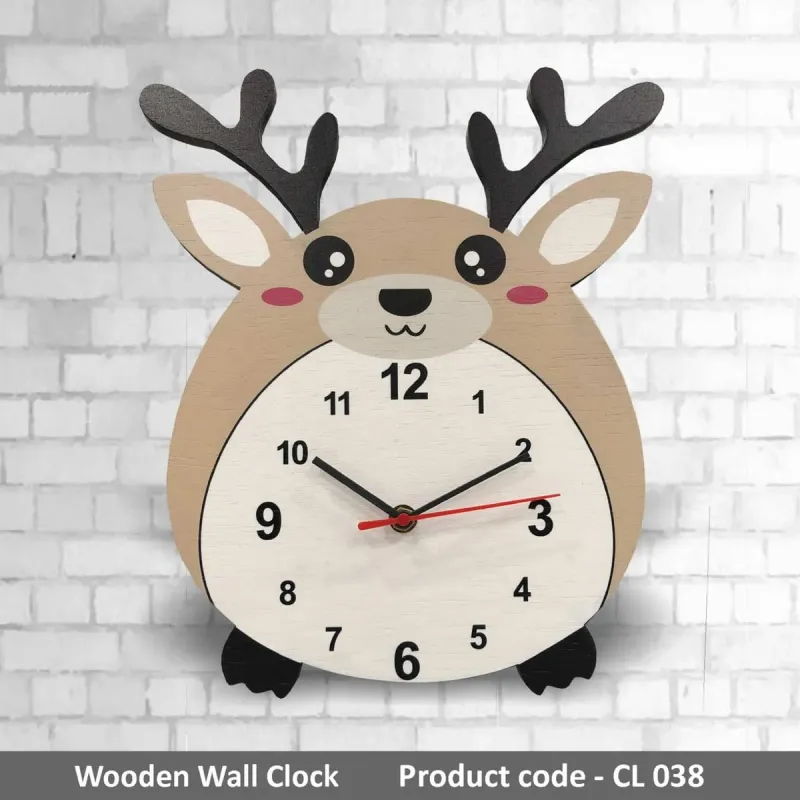 Wooden Wall Clock (Deer) CL038 mixed materials product image