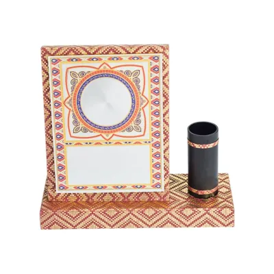 Songket Wooden Plaque with Pen Holder EP729