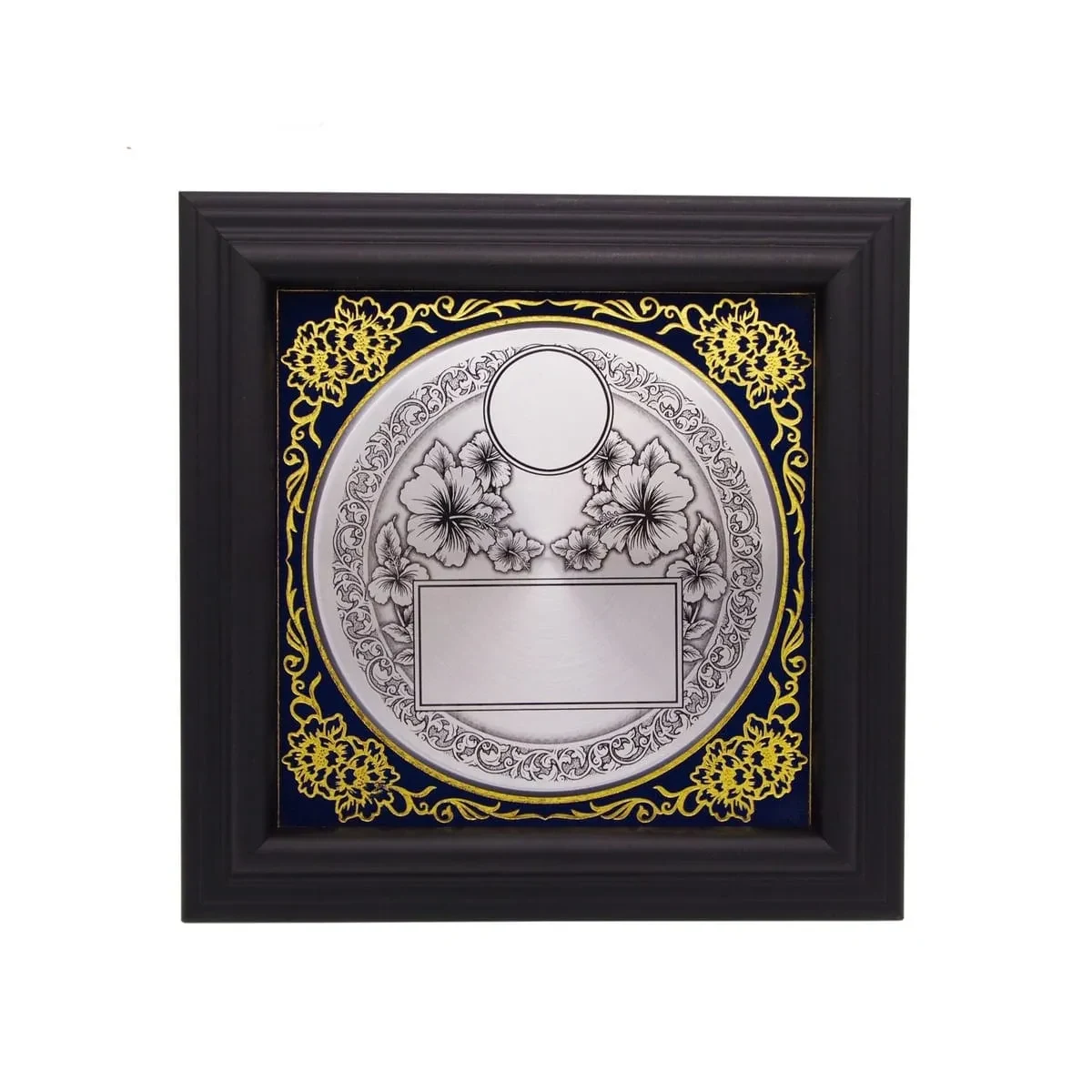 Small Frame with Bunga Raya Aluminum Plate (BLUE) EP121 wooden plaques product image