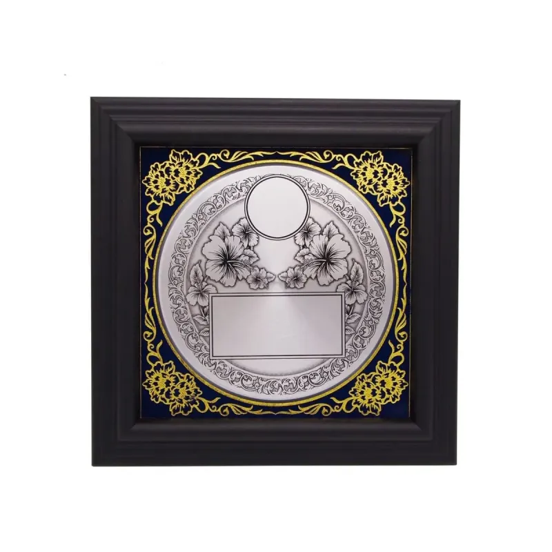 Small Frame with Bunga Raya Aluminum Plate (BLUE) EP121 wooden plaques product image