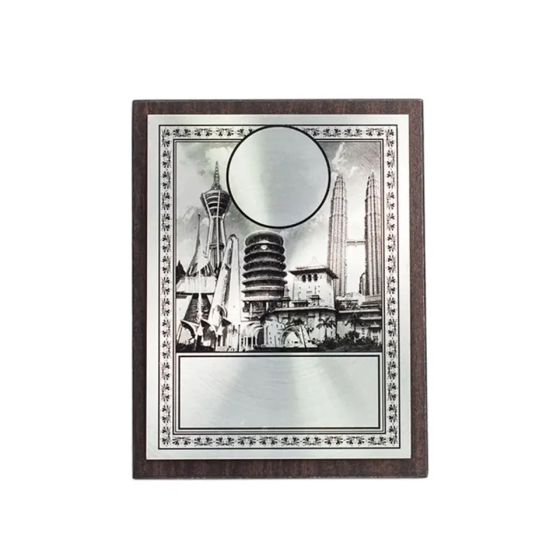 Malaysia Aluminum Plate on Wood with Plastic Stand EP241 product image