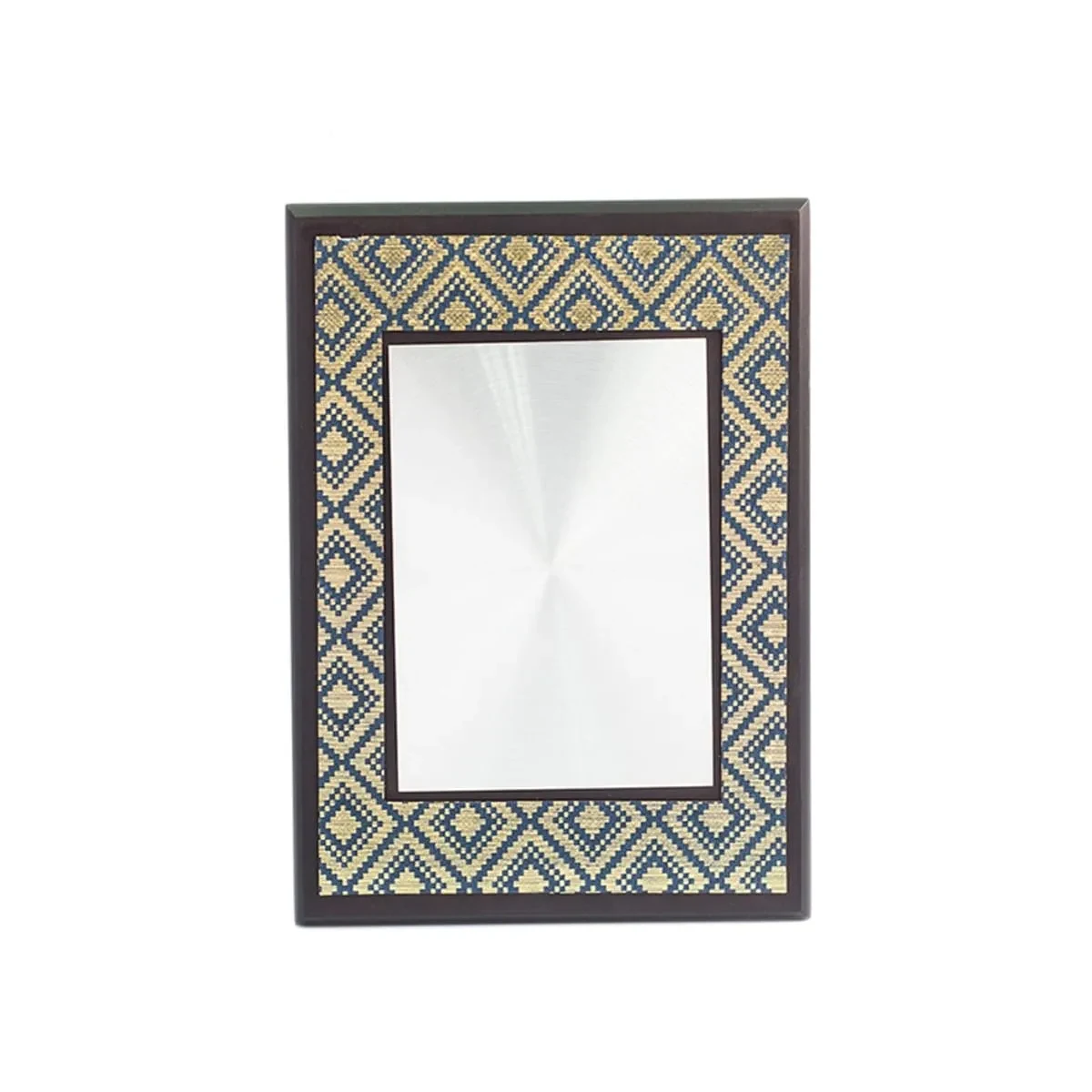 Songket Aluminum Plate on Wood with Plastic Stand (BLUE / MAROON) EP253