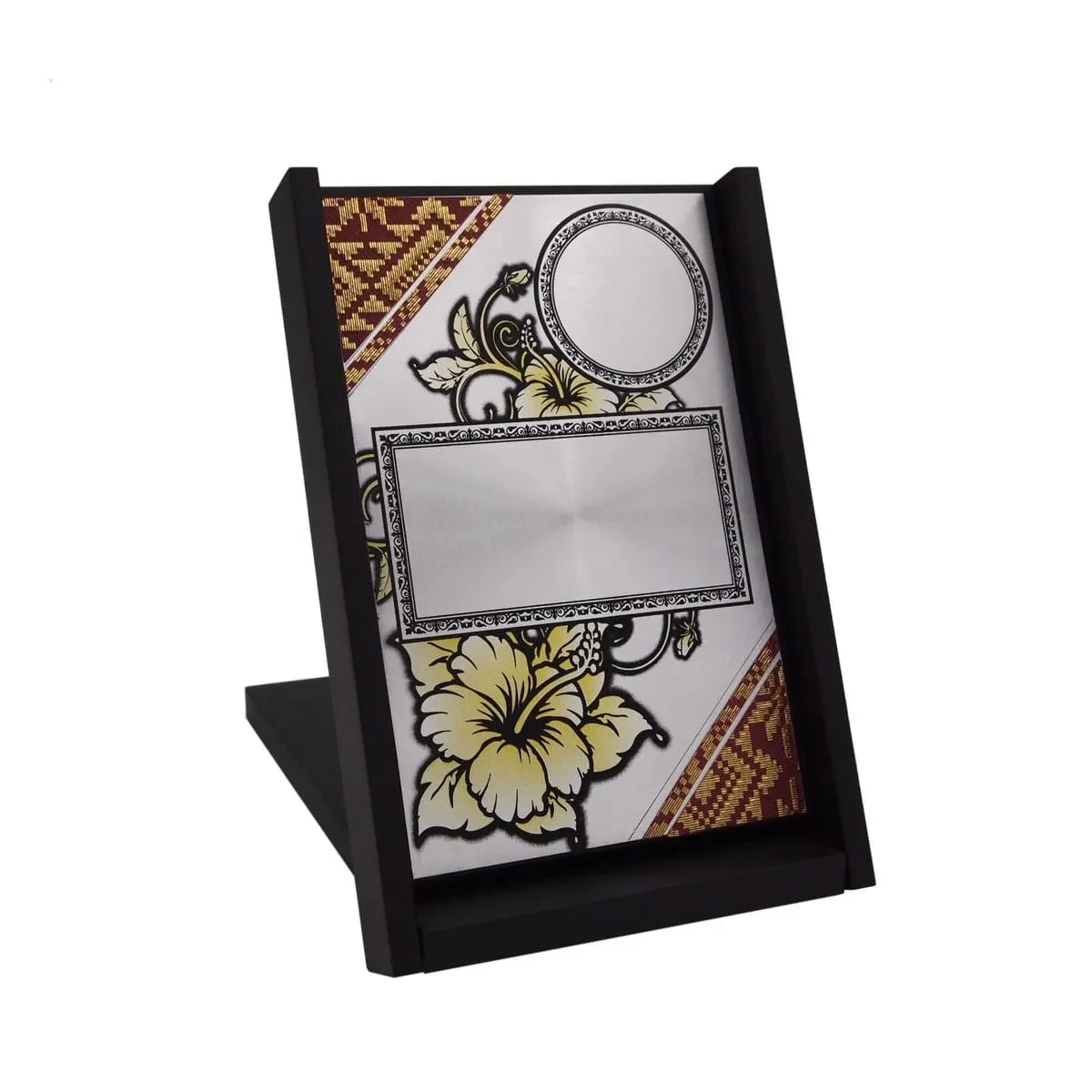Bunga Raya Aluminum Plate on Wooden Box (MAROON / BLUE) EP265 product image