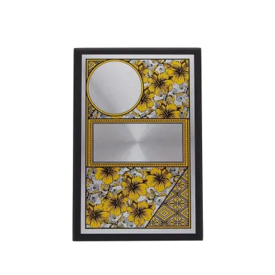Bunga Raya Aluminum Plate on Wood with Plastic Stand EP269