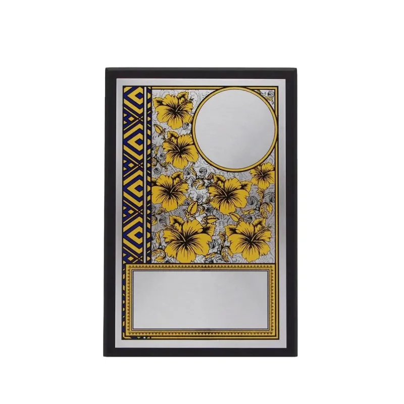 Bunga Raya with Songket Aluminum Plate on Wood with Plastic Stand (RED / BLUE) EP270 product image