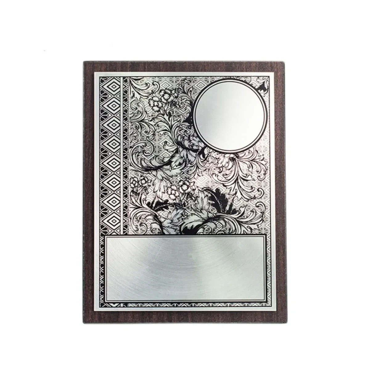 Batik Aluminum Plate on Wood with Plastic Stand EP276