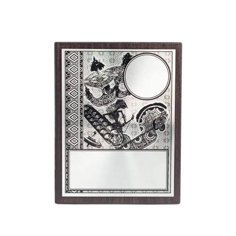 Traditional Aluminum Plate on Wood with Plastic Stand EP277 product image
