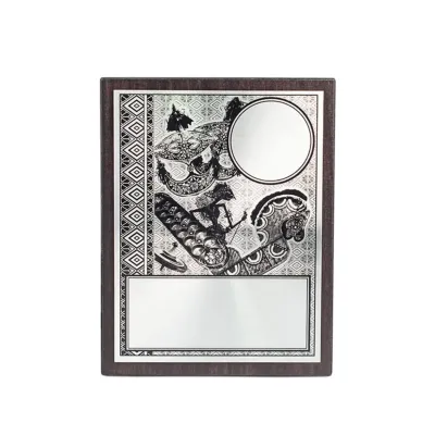 Traditional Aluminum Plate on Wood with Plastic Stand EP277