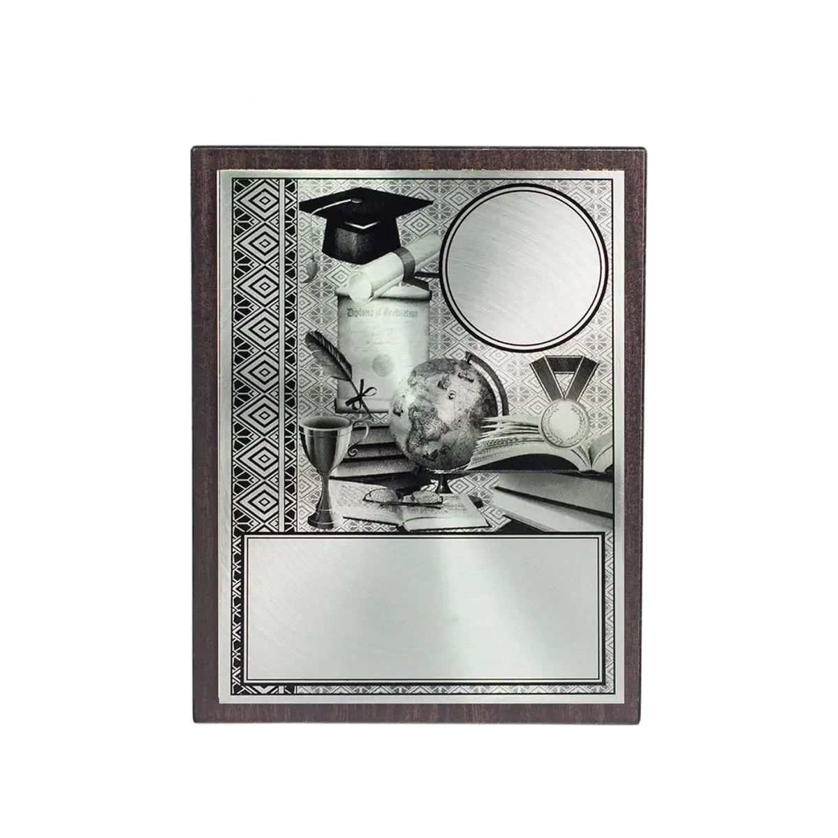 Award Aluminum Plate on Wood with Plastic Stand EP278