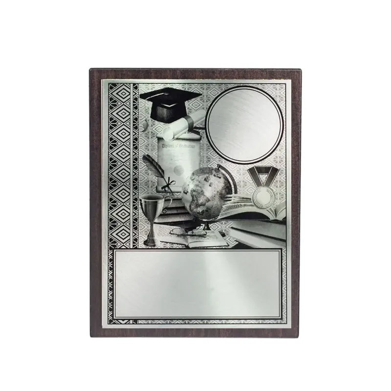 Award Aluminum Plate on Wood with Plastic Stand EP278 product image