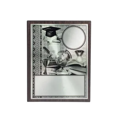 Award Aluminum Plate on Wood with Plastic Stand EP278