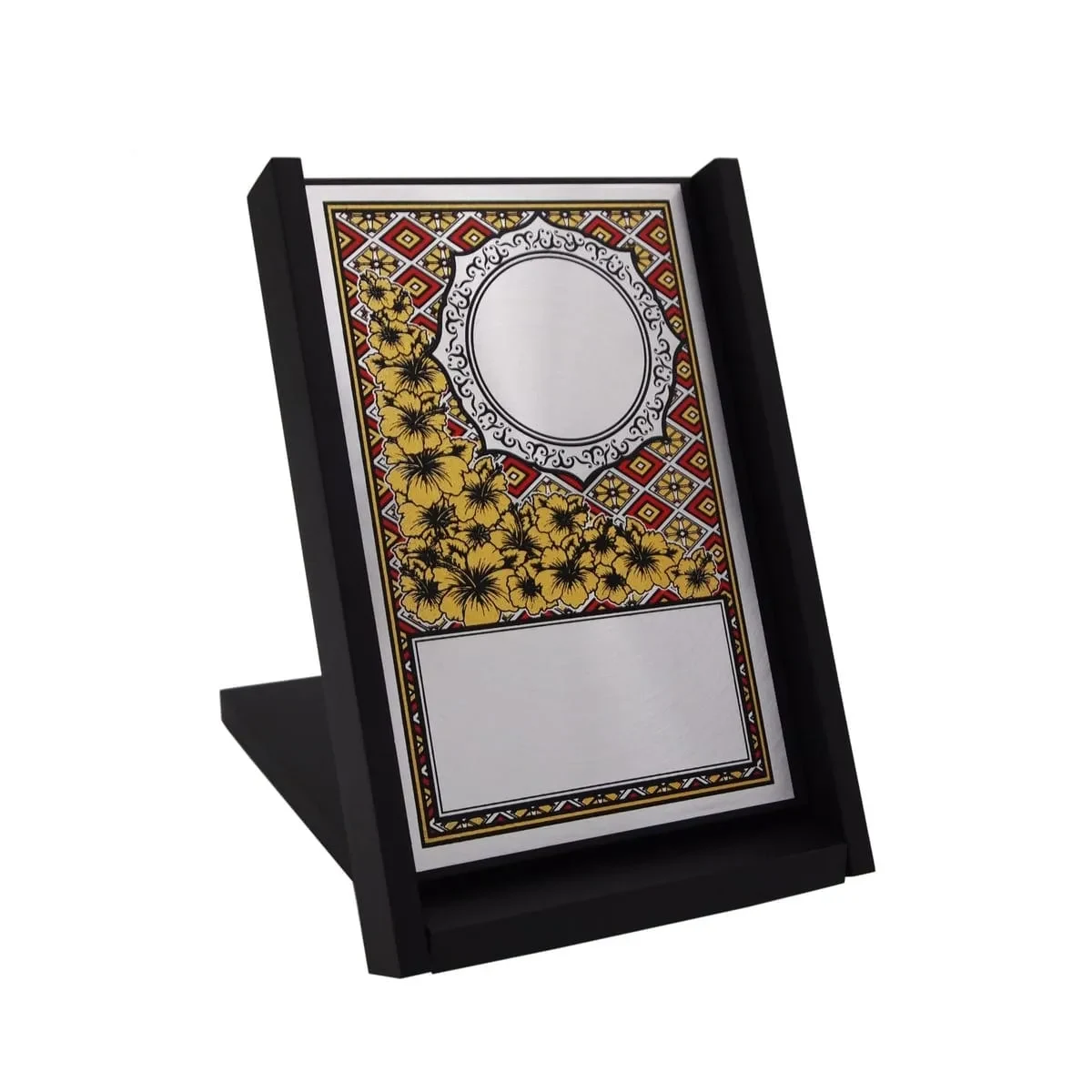 Batik Bunga Raya Aluminum Plate on Wooden Box (RED / BLUE) EP285 product image