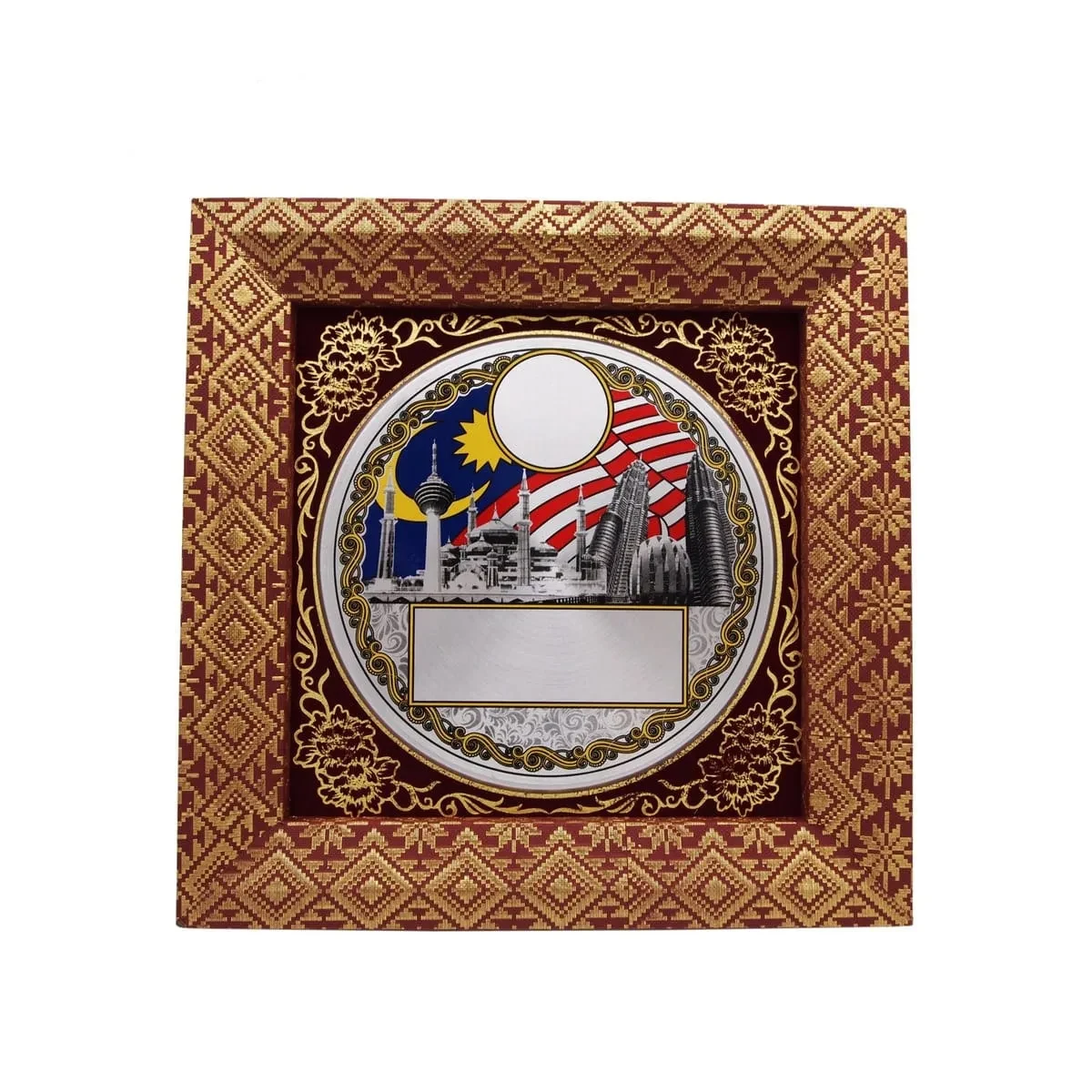 Songket Frame with Malaysia Aluminum Plate (MAROON) EP309 wooden plaques product image