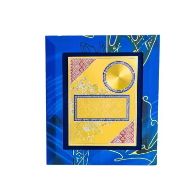 Batik Wooden Plaque with Gold Sticker (BLUE) EP316