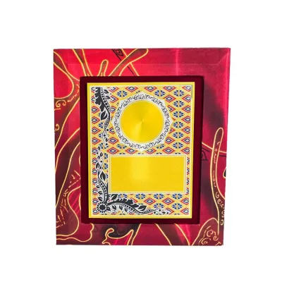Batik Wooden Plaque with Gold Sticker (MAROON) EP317