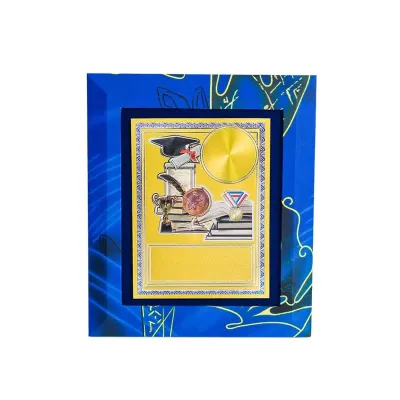 Batik Wooden Plaque with Gold Sticker (BLUE) EP648
