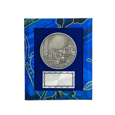 Batik Wooden Plaque with Zinc Alloy (BLUE) EP654