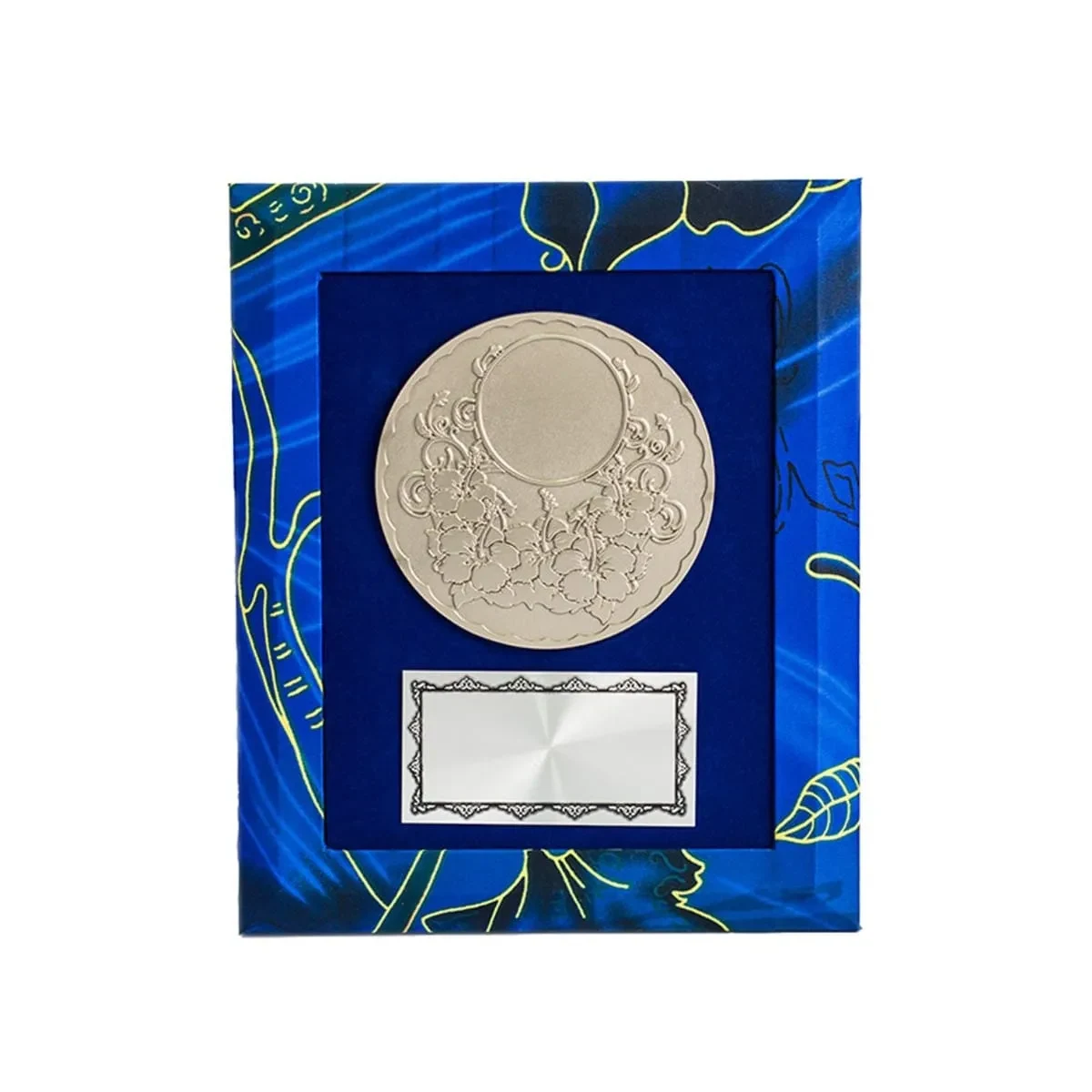 Batik Wooden Plaque with Zinc Alloy (BLUE) EP655