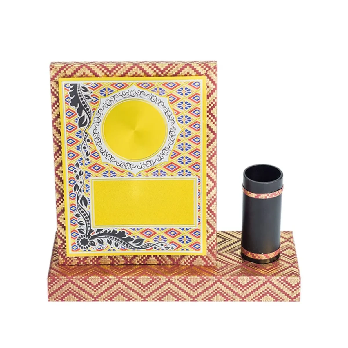 Songket Wooden Plaque with Pen Holder EP663