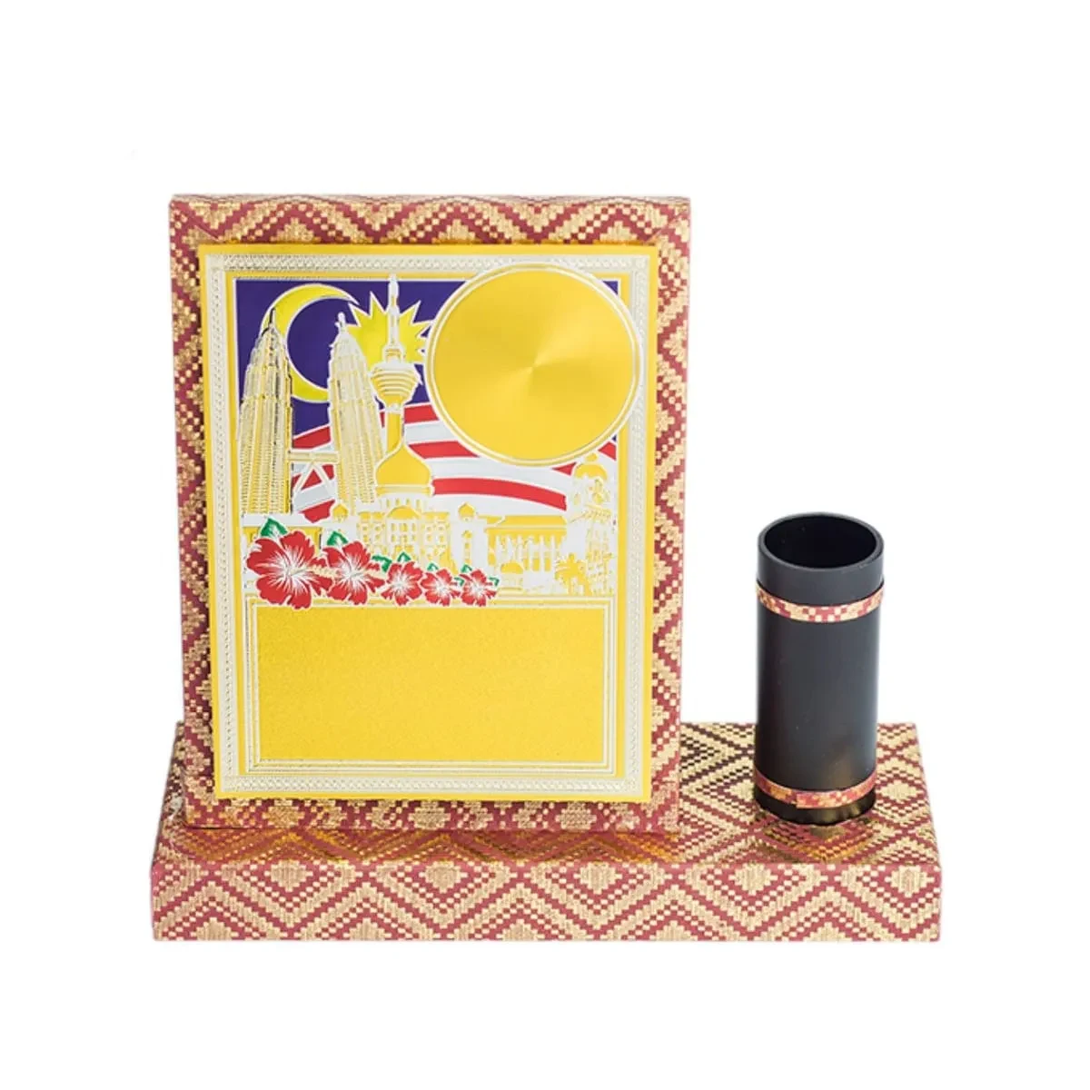 Songket Wooden Plaque With Pen Holder EP664