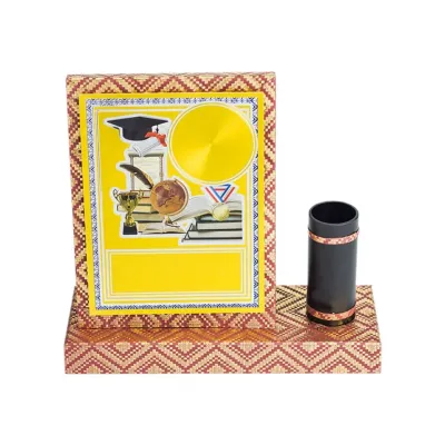 Songket Wooden Plaque with Pen Holder EP665