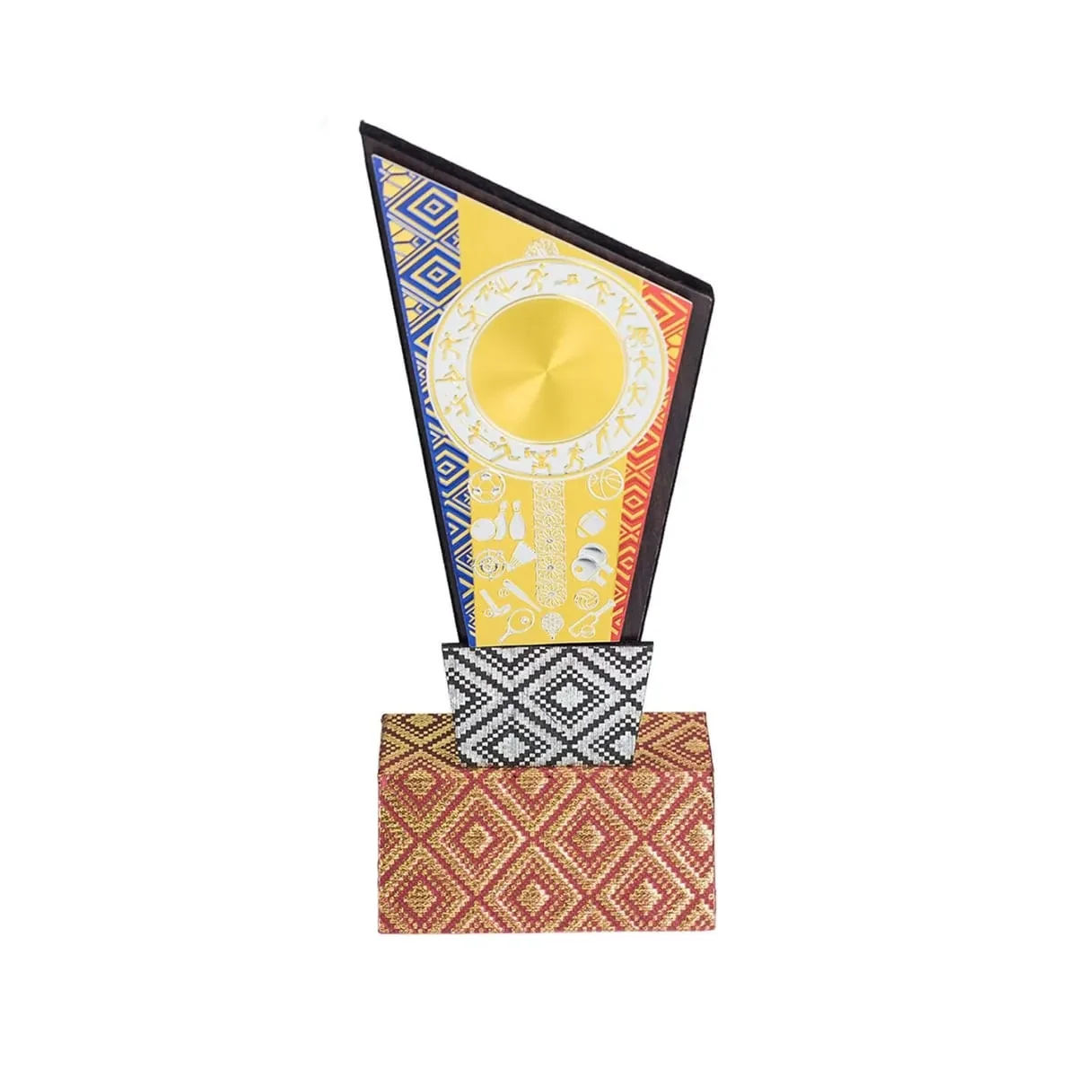 Songket Wooden Stand with Gold Sticker (MAROON) EP675