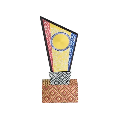 Songket Wooden Stand with Gold Sticker (MAROON) EP677