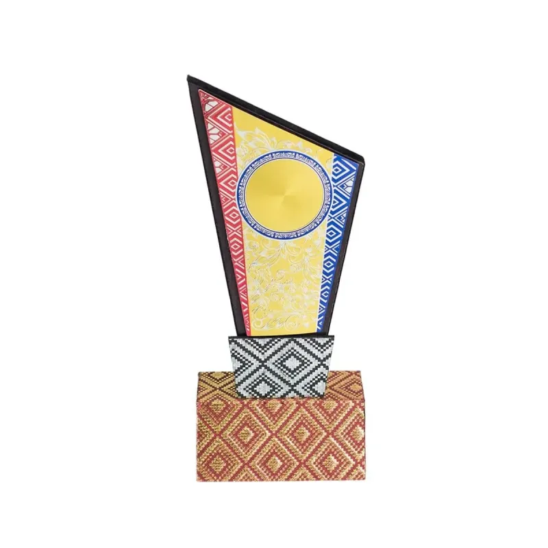 Songket Wooden Stand with Gold Sticker (MAROON) EP677 product image