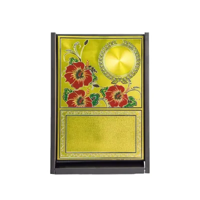 Wooden Box with Bunga Raya Gold Plate EP695