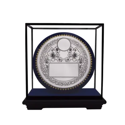 Bunga Raya Aluminium Plate on Acrylic Casing (BLUE) EP7003