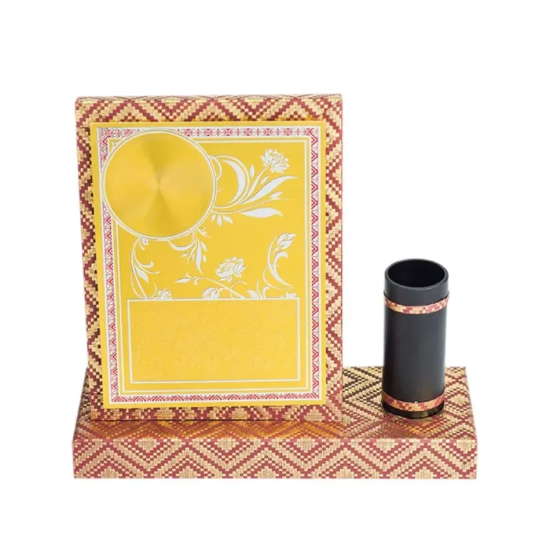 Songket Wooden Plaque with Pen Holder EP709 mixed materials corporate gifts product image