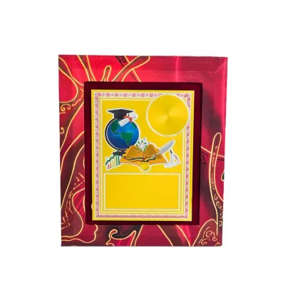 Batik Wooden Plaque with Gold Sticker (MAROON) EP714