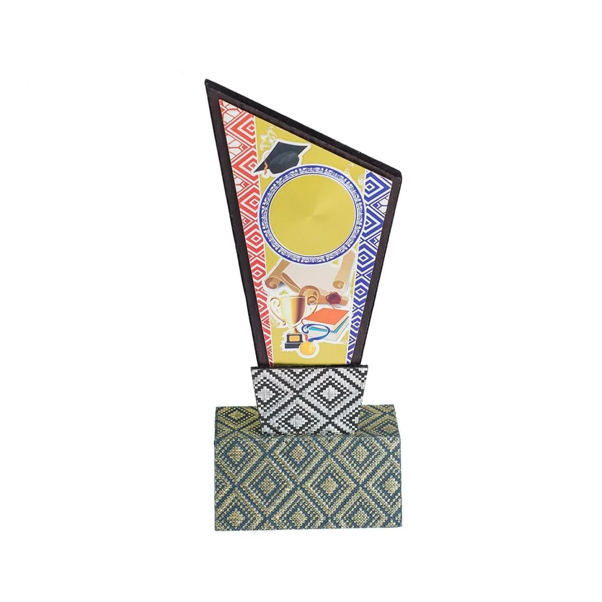Songket Wooden Stand with Gold Sticker (BLUE) EP730