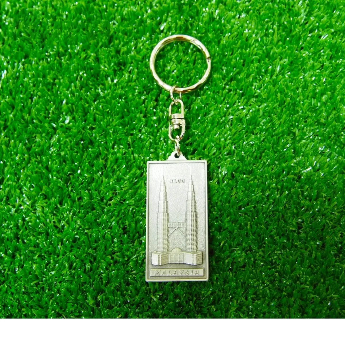 Rectangular Pewter Keychain (Twin Tower) RPK