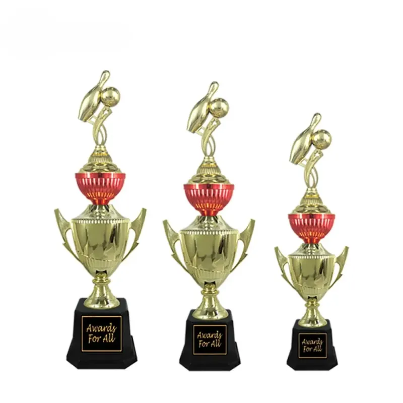 Plastic Bowling Trophy (GOLD RED) PT0407 polymer product image