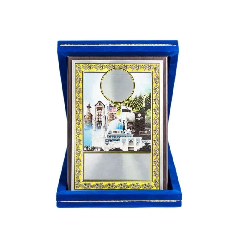 Velvet Box With Cultural Aluminium Plate (Pahang) VB237 mixed materials corporate gifts product image