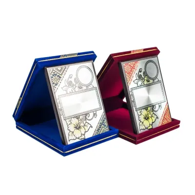 Velvet Box with Songket Aluminium Plate (BLUE / MAROON) VB264