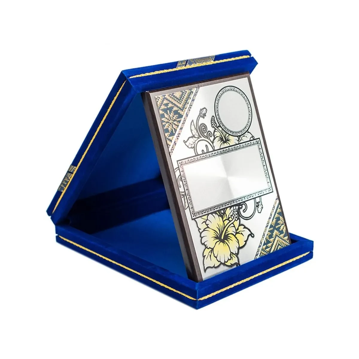 Velvet Box with Songket Aluminium Plate (BLUE / MAROON) VB264 mixed materials corporate gifts product image 2