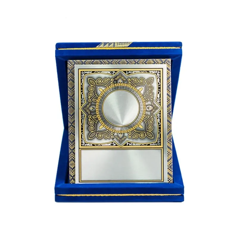 Songket Velvet Box with Aluminium Plate (BLUE / MAROON) VB640 mixed materials corporate gifts product image
