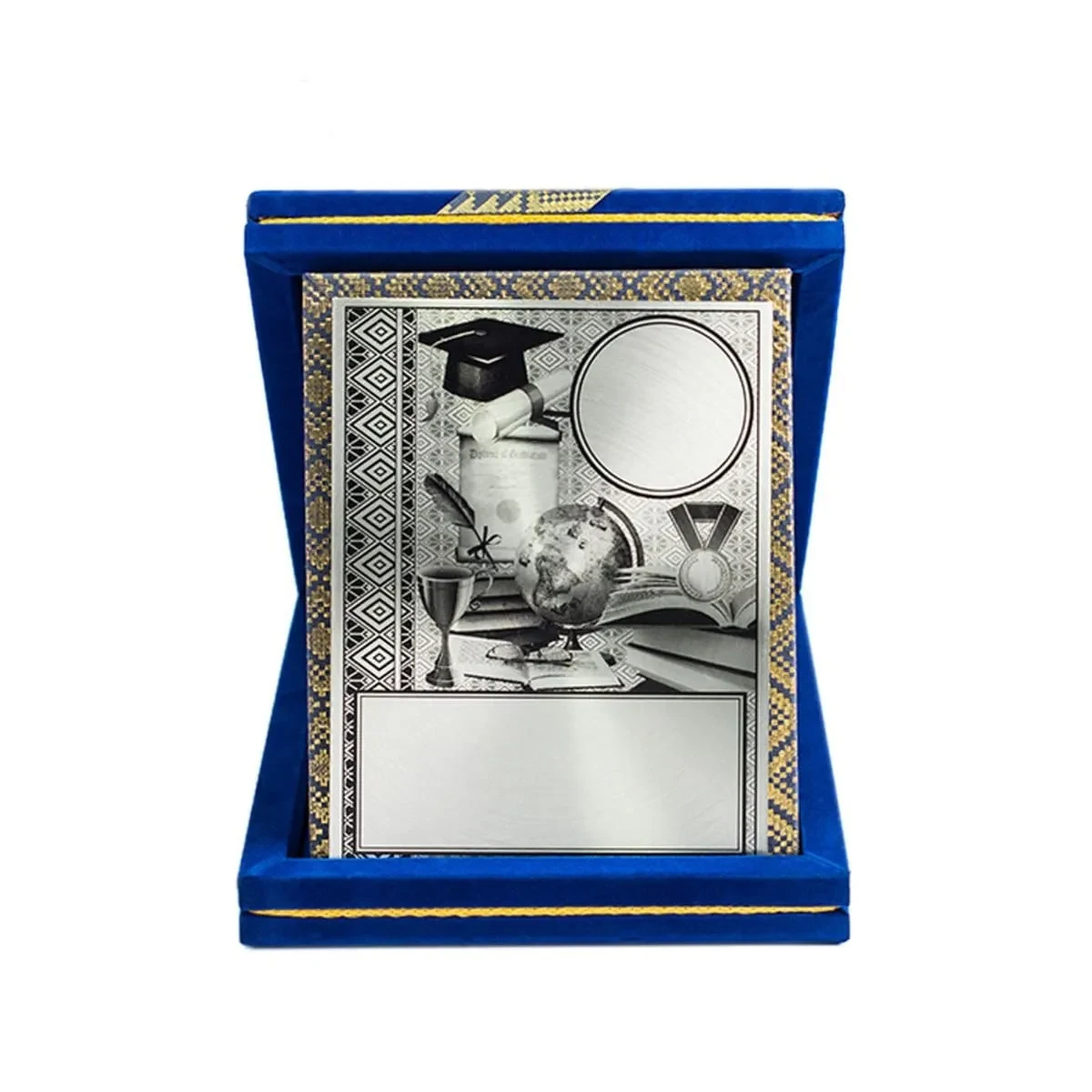 Songket Velvet Box with Aluminium Plate (BLUE / MAROON) VB641 mixed materials corporate gifts product image