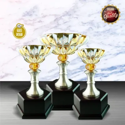 Exclusive White Silver Trophy with Crystal Bowl WS6046