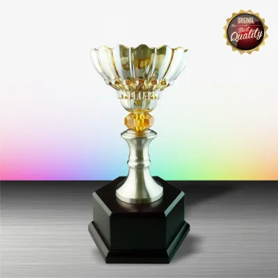 Exclusive White Silver Trophy with Crystal Bowl WS6047