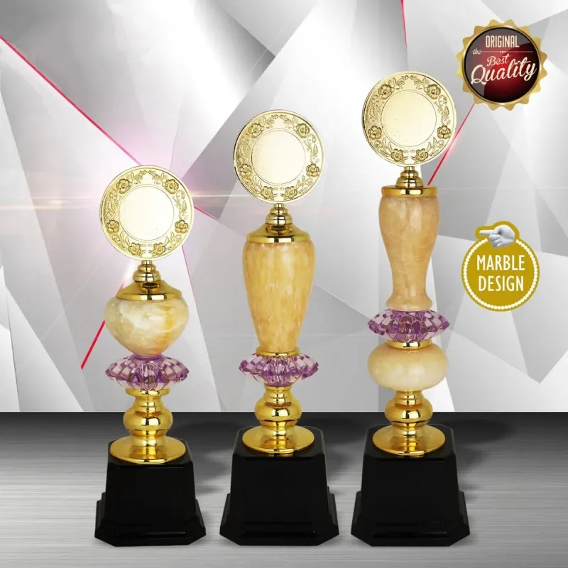 Exclusive White Silver Trophy with Marble WS6107 silver-finish metal white silver trophies product image