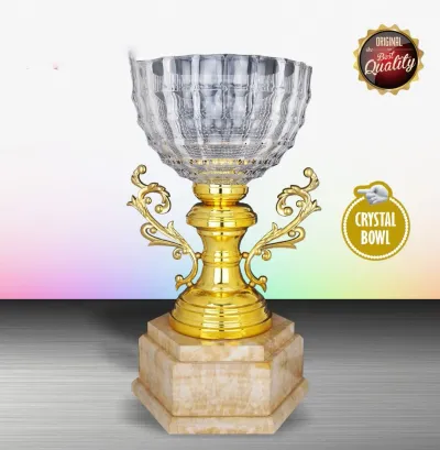 Exclusive White Silver Trophy With Crystal Bowl WS6125
