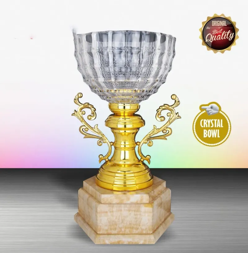 Exclusive White Silver Trophy With Crystal Bowl WS6125 silver-finish metal white silver trophies product image