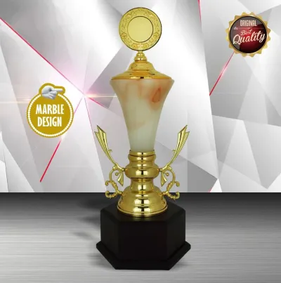 Exclusive White Silver Trophy with Marble WS6128