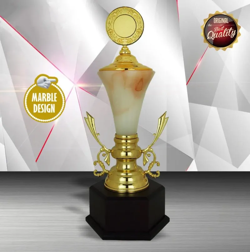 Exclusive White Silver Trophy with Marble WS6128 silver-finish metal white silver trophies product image