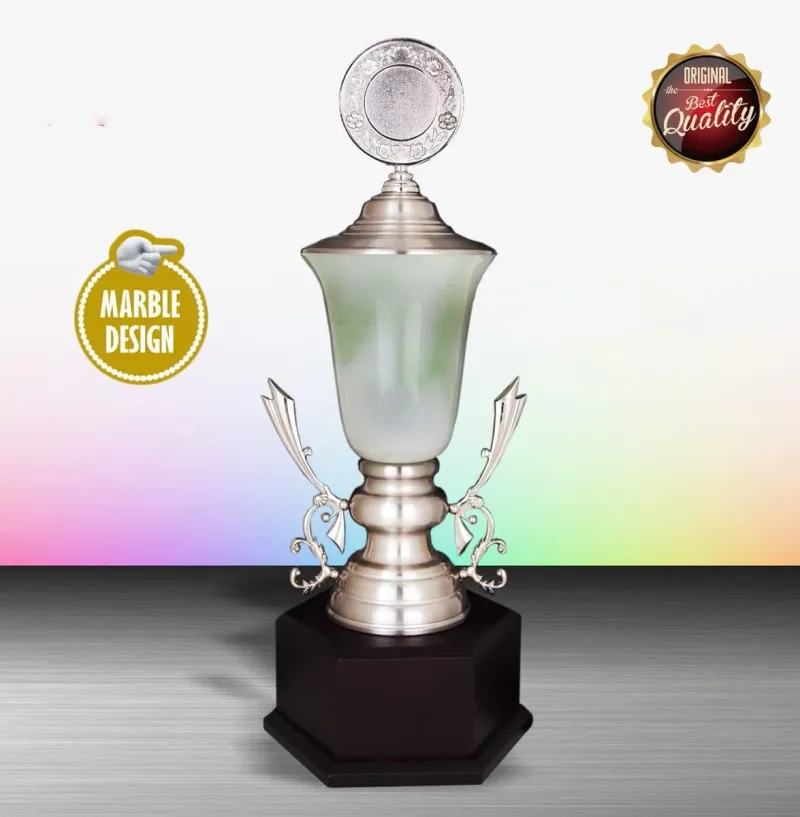 Exclusive White Silver Trophy with Marble WS6129 silver-finish metal white silver trophies product image